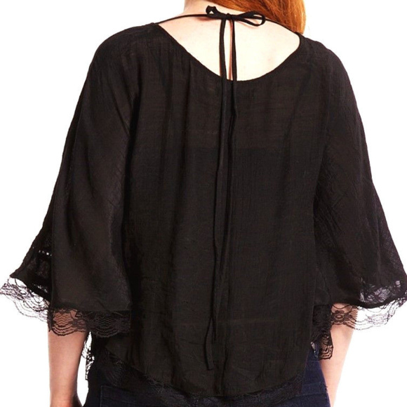 EMpiRE WAiST TOP RiBBoN LAcE Cape BAT Slve PRETTY - Picture 3 of 3